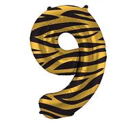 Folat B.V.-Number Folat 64169 Aluminio Número Figura 9 Tiger Chic Naranja 86 cm-decoración globos de helio para cumpleaños, aniversario, color carbón, cm