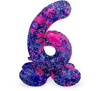 Folat B.V.-Zahl Folat 63926 Aluminio Número Figura 6 Paint Splash Morado 72 cm-decoración globos para cumpleaños, aniversario (no se necesita helio), color carbón, talla única