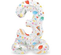 Folat B.V.-Zahl Folat 63963 Aluminio Número Figura 3 Joyful Party Multicolor 72 cm-decoración globos para cumpleaños, aniversario (no se necesita helio), talla única