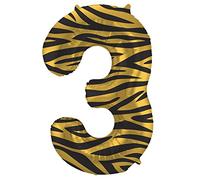 Folat B.V.-Zahl Folat 64163 Aluminio Número Figura 3 Tiger Chic Naranja 86 cm-decoración globos de helio para cumpleaños, aniversario, color carbón, cm