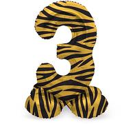 Folat B.V.-Zahl Folat 64753 Aluminio Número Figura 3 Tiger Chic Naranja 41 cm-decoración globos para cumpleaños, aniversario (no se necesita helio), color carbón, talla única