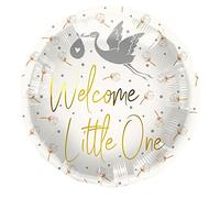 Folat Globo de aluminio Welcome Little One Cigüeña-45 cm, color blanco (67959)