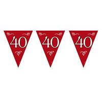 Folat - Guirnalda del 40 ° Aniversario/cumpleaños Para Temática Fiesta - 10 metros - Rubí