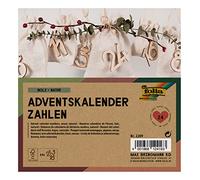 folia 2209 - Números de Calendario de adviento, Madera Natural, 24 números de Madera para Colgar