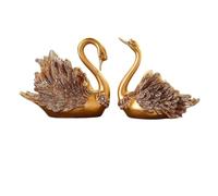 Folpus Cisne Soporte para Vino Escultura Estatua Centro de Mesa Decoración de Hogar en Resina con Pareja de Cisnes y Estilo Elegante Adecuada para Comedor, Oro