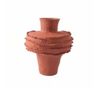 Folpus Jarrón de Cerámica Florero Decorativo Centro de Mesa Recipiente Ornamental Hecho a Mano con Silueta Esculpida y Acabado Mate Adecuado para Sala de, G款砖红高, 34 33 H40cm