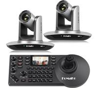 FoMaKo Cámara NDI compatible con NDI 6 y NDI HX3, AI Auto-Tracking Gen 3 HDMI PTZ, zoom óptico 20x PoE PTZ Controller (NDI PTZ Bundle FMK20UH NDI x2 +KC608) BN402-Nuevo