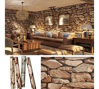 FOMEIL PVC retro 3D papel pintado piedra moda retro 53 cm (W) x 950 cm (L) Vintage Nostálgico Pared Gran Personalidad Ktv Bar,marrón