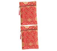 FOMIYES 2 Piezas Bolsa De Archivo De Estilo Chino Bolsa De Brocado De Bordado Budista s Para Joyería o De La Joyería Del Bordado Escrituras s Mochila Rojo Algodón