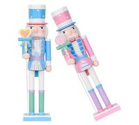 FOMIYES 2 Piezas Figuras de Cascanueces de Madera en Tonos Pastel Diseño Festivo para Centros de Mesa Navideños y Decoración de Fiesta Duradera