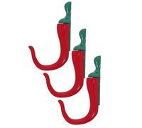 FOMIYES 3 Piezas Gancho de Pared Forma de Chile, una Sola Punta, Rojo | Aleación de Zinc y Metal, Estilo Vintage Rústico, para Perros, Batas, Despensa y Armarios