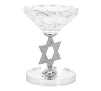 FOMIYES Candelabro de Cristal y Metal Plateado Estrella de David para Velas de Pilar, Elegante Decoración para Hanukkah Alta Transparencia y Reflejo de Luz