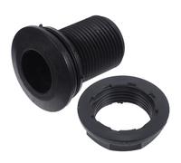 FOMIYES Conector del tanque de agua del mamparo de 1 pulgada, conector roscado para barril de lluvia, plástico negro, instalación fácil, diseño redondo
