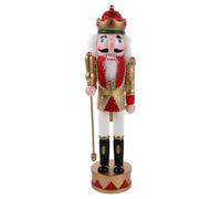 FOMIYES Figura de Cascanueces Soldado de Madera de 14 Pulgadas Lentejuelas Rojas y Doradas, Decoración Clásica Navideña para Estante, Diseño Festivo y Juguete Creativo