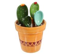 FOMIYES Juego de Cucharas Medidoras Cactus de Cerámica 290ml Soporte | Base Graduada, para Café y Polvo, Mide Ingredientes Secos o Líquidos, Diseño Compacto de Cocina