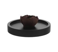 FOMIYES Quemador de Incienso de Cono Lotus de Cerámica con Base de Bambú, Diseño Clásico en Forma de Pétalos de Flor, Bandeja Atrapacenizas para Meditación y Decoración