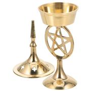 FOMIYES Quemador Incensario Artesanal Diseño de Pentáculo de Latón Dorado de Incienso Purifica el Aire y Decora Oficina o Sala de Yoga para Meditar y Relajarse