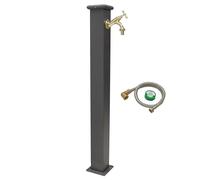 FONDERIA BONGIOVANNI Fuente de columna modelo Olimpia de acero con grifo de latón pulido 303L para exterior casa jardín color gris hierro fundido