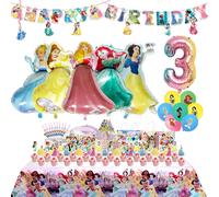 Fondo de decoración para fiesta de cumpleaños de princesa de Disney, suministros para eventos para niños, pancarta de nacimiento, vajilla desechable CupCake Topper-24pcs