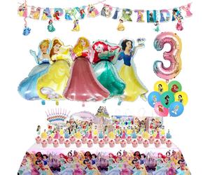 Fondo de decoración para fiesta de cumpleaños de princesa de Disney, suministros para eventos para niños, pancarta de nacimiento, vajilla desechable Latex Balloon -15pcs
