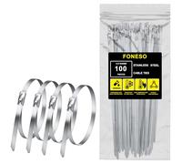 Foneso - 100 bridas metálicas de acero inoxidable de 200 x 4,6 mm, cinta multiusos anticalor para escape fijo, artículos colgantes