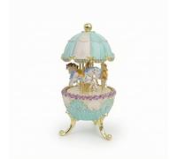 Fonowx Caja Musical Giratoria Carrusel Miniatura Decoración Ornamental Figurita Metal Aleación Esmalte con Nostálgicos Adecuada para Regalo y Decoración del, Verde Claro