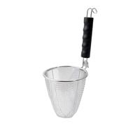 Fonowx Cuchara Coladora de Espaguetis, Colador de Pasta de Malla de Acero Inoxidable con Mango, Cesta Coladora de Alimentos, Espumadera para Escaldar Fideos, Cono Triangular