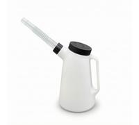 Fonowx Dispensador de Aceite Manual Jarra Aceitera Bidón de Lubricante Recipiente con Largo de Medición y Asa Ergonómica Apto para Talleres Mantenimiento, Black Cap Black Ring