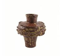 Fonowx Jarrón de Cerámica de Galería Florero Decorativo Centro de Mesa Vasija Superficie Silueta Artesanal Adecuado para Salón Vestíbulo Estante, G款棕高, 34 33 H40cm