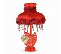 Fonowx Lámpara de Noche para Dormitorio Luz, Rojo, Estilo Pavo Real Con Reloj