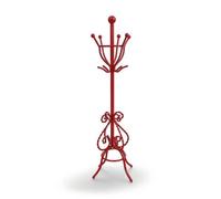 Fonowx Perchero Miniatura Perchero Colgador Mueble Soporte de Ropa con Acabado Clásico y Volutas Decorativas en Hierro Ganchos Superiores Útiles Adecuado, Rojo