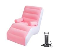 Fonowx Sillón Hinchable con Bomba Manual, con Reposabrazos, Sofá de Salón para Interiores, Tumbona de Suelo para Juegos, Jardín Y Viajes, Rosa