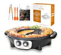 Food Party Hot Pot Eléctrico y Parrilla Eléctrica sin Humo 220V 2200W 2 en 1 Hotpot Chino Korean BBQ Olla Caliente Barbacoa Coreana de Mesa Shabu Shabu Hot Pot