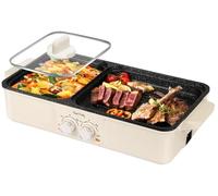 Food Party Olla Hot Pot Eléctrico y Parrilla Eléctrica sin Humo 220V 2 en 1 Hotpot Chino Korean BBQ Olla Caliente Barbacoa Coreana de Mesa Shabu Shabu Hot Pot (Grande)