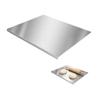 Foonary Tabla de cortar de acero inoxidable, 30 x 40 cm, 2 mm de grosor, antideslizante, de metal macizo, para la cocina, masa, carne, verduras, masa para pizza, hornear y cocinar, color acero