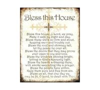 FOPURE Prayer Wall-Art Bless This House, Inspirational Home Decor Print for Kitchen, Office, Faith and Family Sign with Message of Love(Unframed,16x24inch(40x60cm))