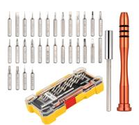 FORA Kit Destornillador de Precisión 32 Piezas - Puntas y Estuche Portátil | Mango de aluminio y barra de extension magnetica de 78 mm. Para movil, gafas, reloj, portatiles y electronica.