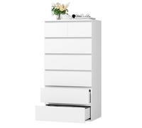 FOREHILL 119cm Sinfonier Dormitorio Alto Estrecho 7 Cajones Moderno, Blanco | Cómoda Vertical Cajonera Almacenaje Complementario para Armario Ropero, Ahorro Espacio para Pisos Pequeños, 60An.x40F.x119cm