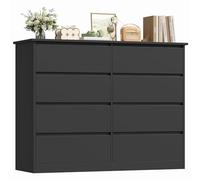 FOREHILL 120cm Comoda Dormitorio 8 Cajones, Cajonera Armario Interior | Sinfonier Cómodas y Cajoneras Dormitorio Armario de Almacenamiento para el Salón Cómoda Moderna Negro 120x39,5x96cm