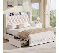 FOREHILL 140x200 Camas Matrimoniales, Dormitorio Juvenil Completo, Blanco