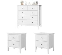 FOREHILL Muebles Dormitorio, 3 Piezas, 3 Cómodas, Cajonera Blanca
