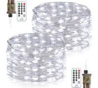 Forepin Guirnaldas Luces Interior, 2 Pieza 18M 150LED Cadena de Luces 8 Modes con Enchufe, Impermeable Árbol de Navidad Guirnalda de Luces Decoración para Navidad Boda Fiesta Jardín Patio