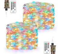 Forepin Guirnaldas Luces Interior, 2 Pieza 18M 150LED Cadena de Luces 8 Modes con Enchufe, Impermeable Exterior/Interior Decoración para Arbol de Navidad, Fiestas, Balcón, Casa, Navidad, Jardín