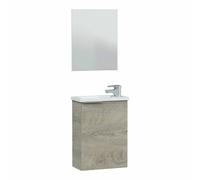 Forés/Arkit Mueble de baño compacto con lavabo de resina y espejo, Roble alaska