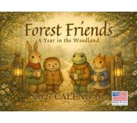 Forest Friends - Calendario de amistad saludable 2027 acogedor calendario mensual de pared con arte en acuarela, 12 meses, fabricado en Estados Unidos