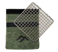 Forest Fundamentals Parrilla plegable de acero inoxidable 304 | Parrilla de cocina portátil ligera para bushcraft, camping, mochileros y senderismo | Incluye bolsa de transporte de lona de algodón