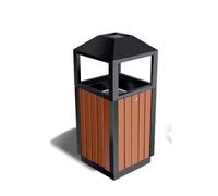 forestalk Outdoor Steel & Wood Trash Can, Durable Rust-Resistant Rubbish Bin for Parks, Patios, Hotels. 38x38x92cm Rectangular Contenedor de Residuos Públicos con Diseño A prueba de viento, Naranja