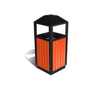 forestalk Outdoor Steel & Wood Trash Can, Durable Rust-Resistant Rubbish Bin for Parks, Patios, Hotels. 38x38x92cm Rectangular Contenedor de Residuos Públicos con Diseño A prueba de viento, Naranja