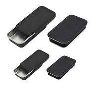 Forever bene Caja Metálica Negra con Tapa Deslizante (2 Tamaños) - Caja Pequeña Push Pull para Manualidades, Tornillos y Taller, Contenedor Metálico de Bolsillo (Pack Mixto) (4 pz.)