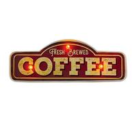 FOREVER Letrero metálico luminoso RETRO LED Letrero de café recién hecho letrero luminoso grande de 38,5x13,5 cm para habitaciones, restaurantes, bares, luces nocturnas, espacios abiertos en la entra